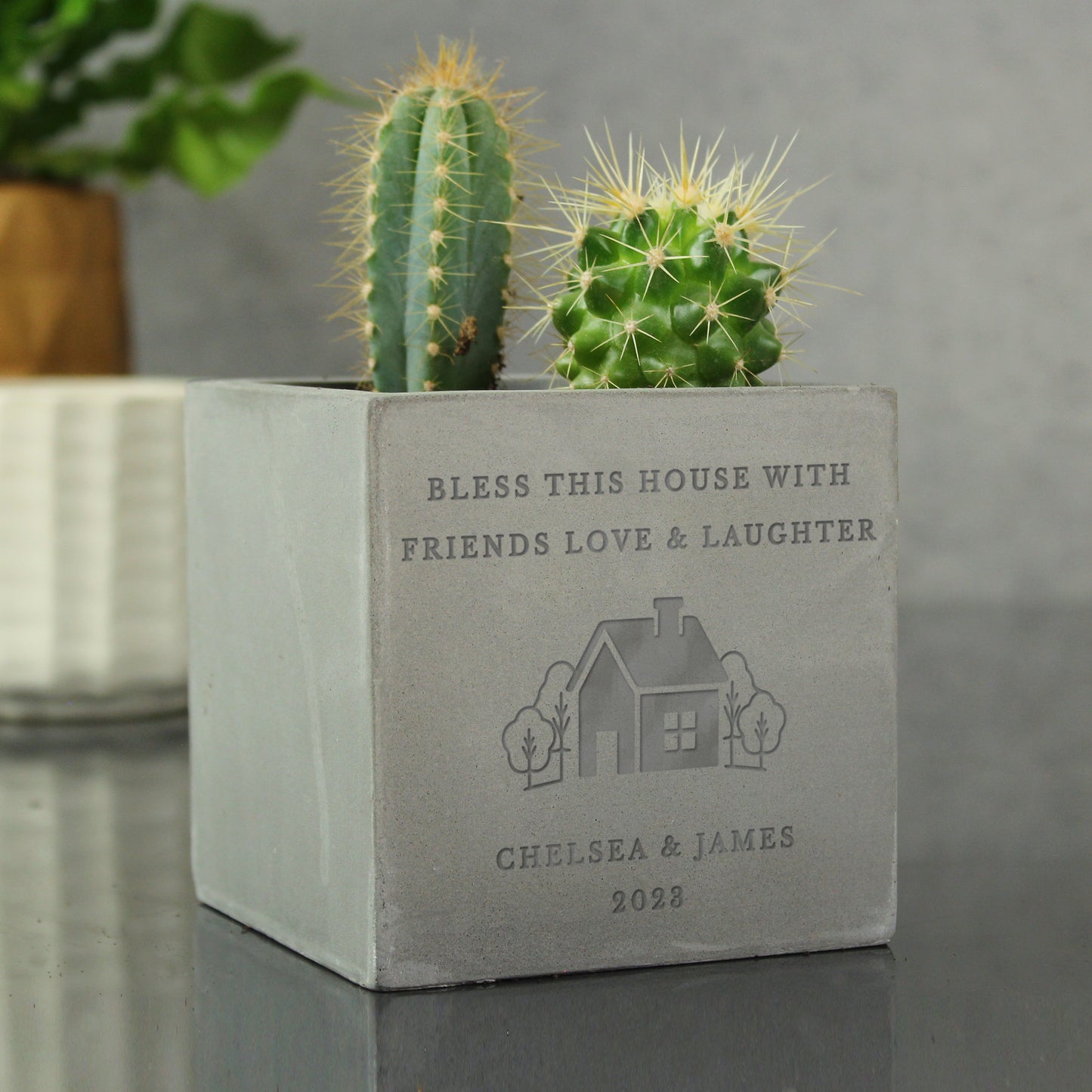 Personalised New Home Concrete Plant Pot