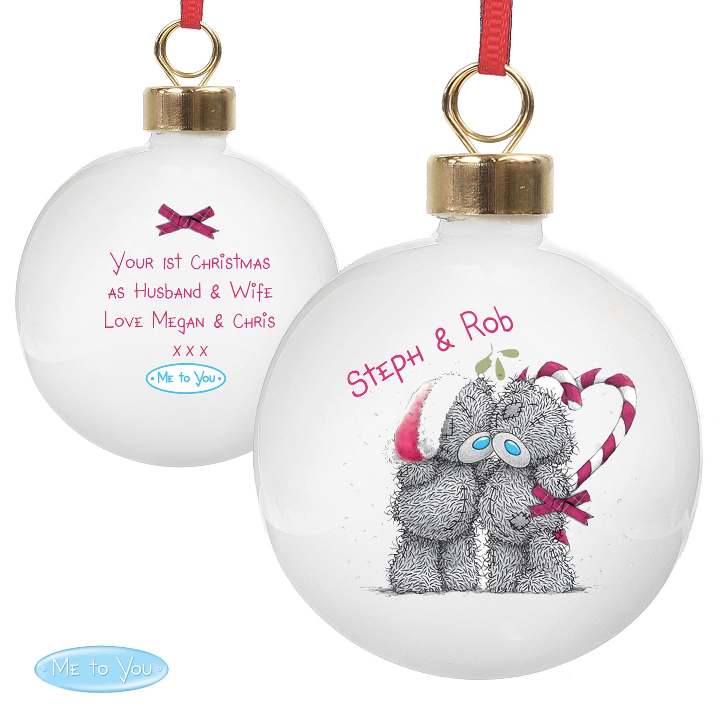 Personalised Me To You Couple Christmas Bauble