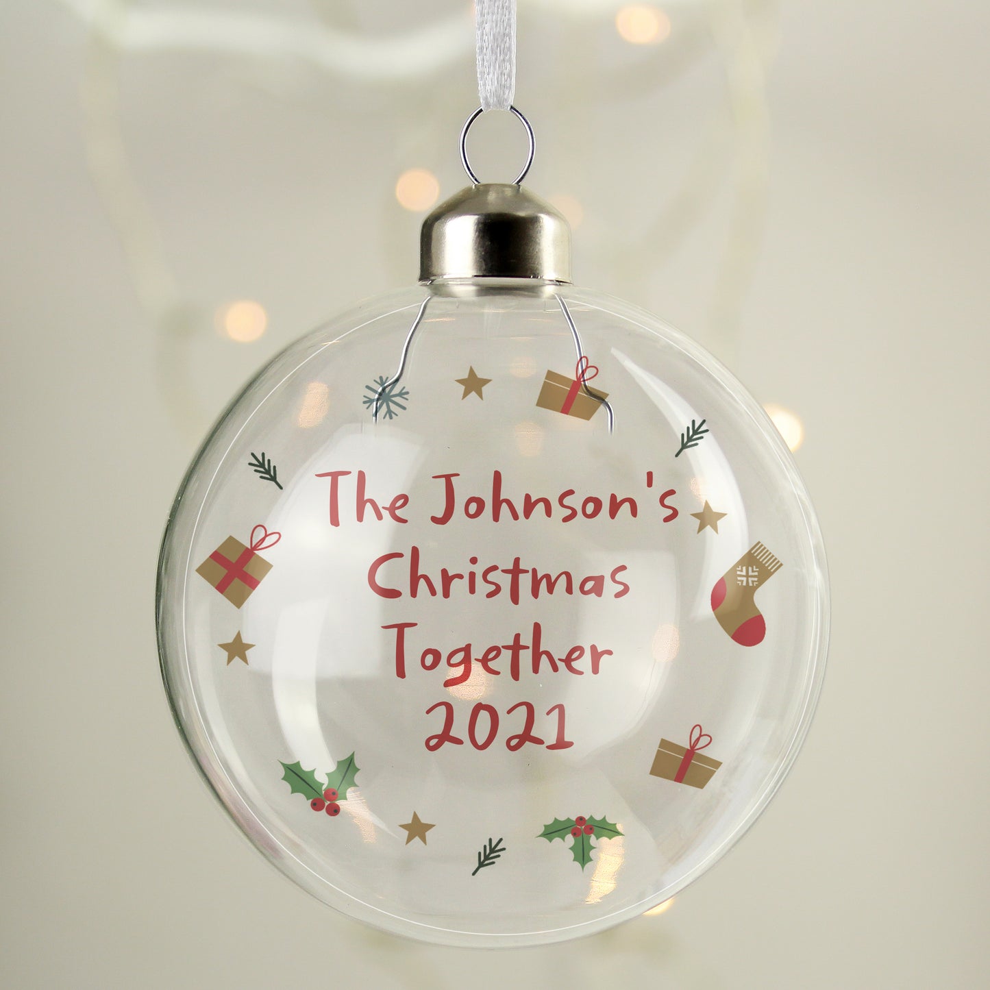 Personalised First Christmas Glass Bauble