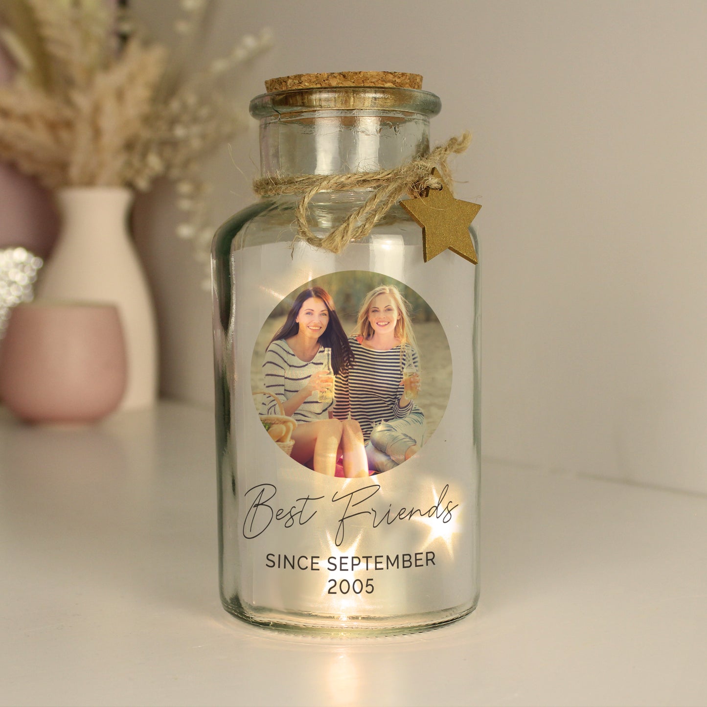 Personalised Photo Upload LED Glass Jar