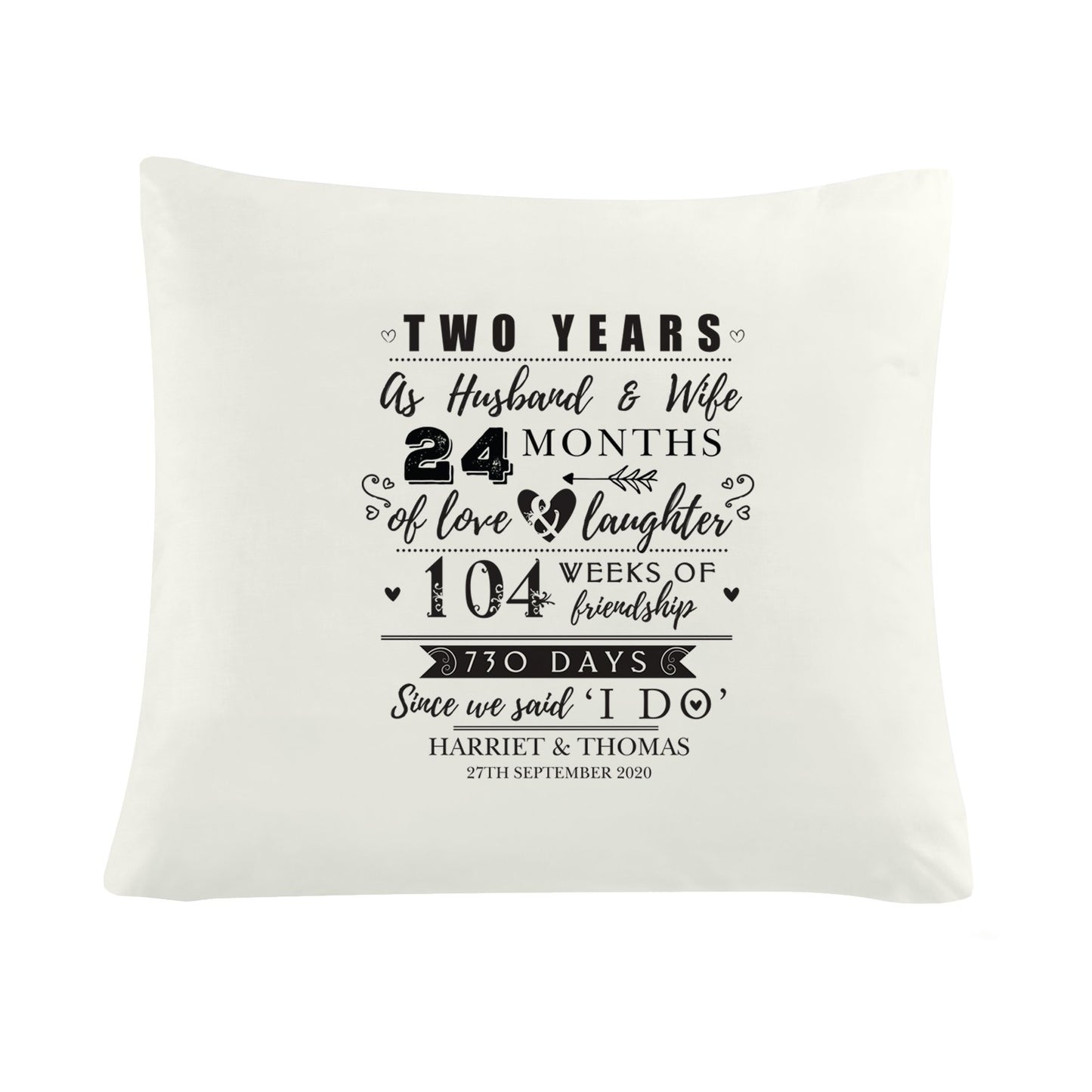 Personalised 2nd Anniversary Cushion