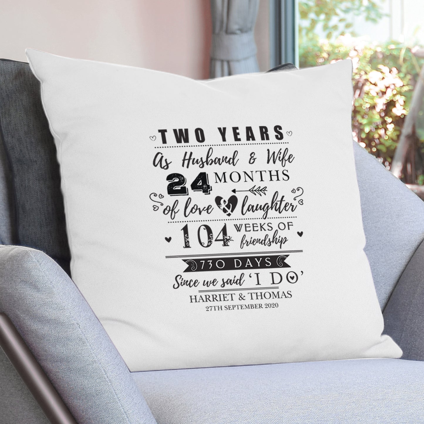 Personalised 2nd Anniversary Cushion