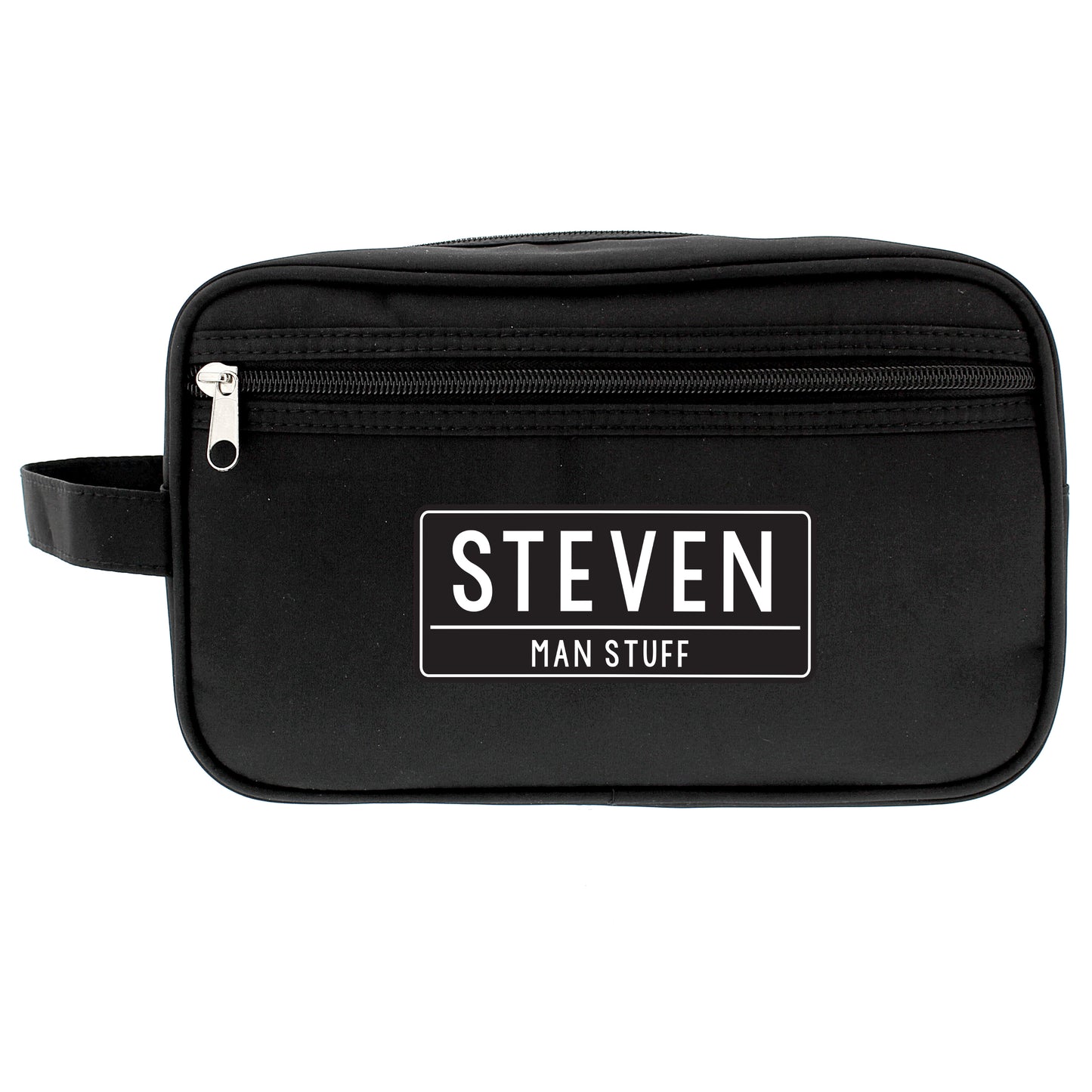 Personalised Free Text Black Toiletry Bag