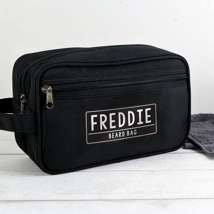 Personalised Free Text Black Toiletry Bag