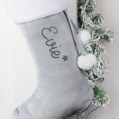 Personalised Name Only Silver Grey Stocking