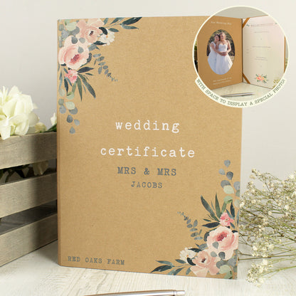 Personalised Wedding Certificate Display Book