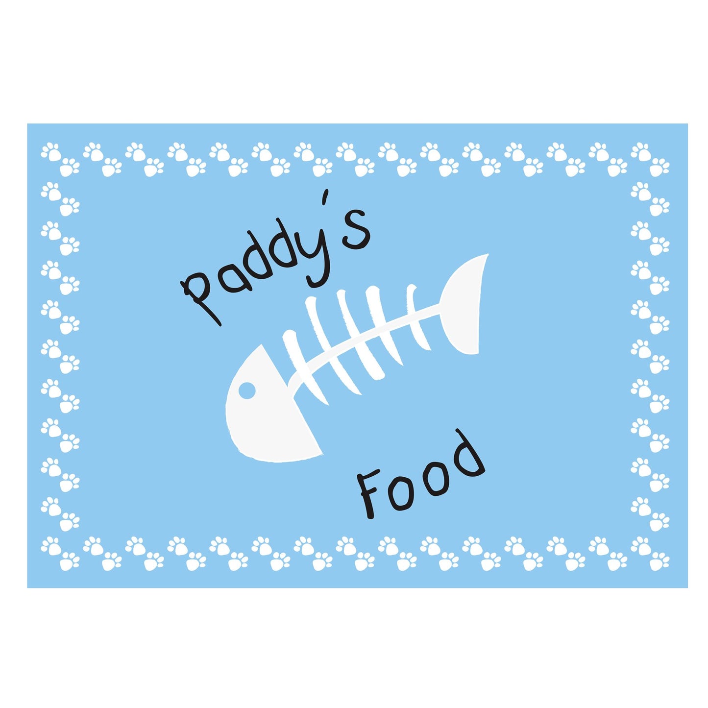 Personalised Blue Fish Bone Cat Pet Bowl Mat