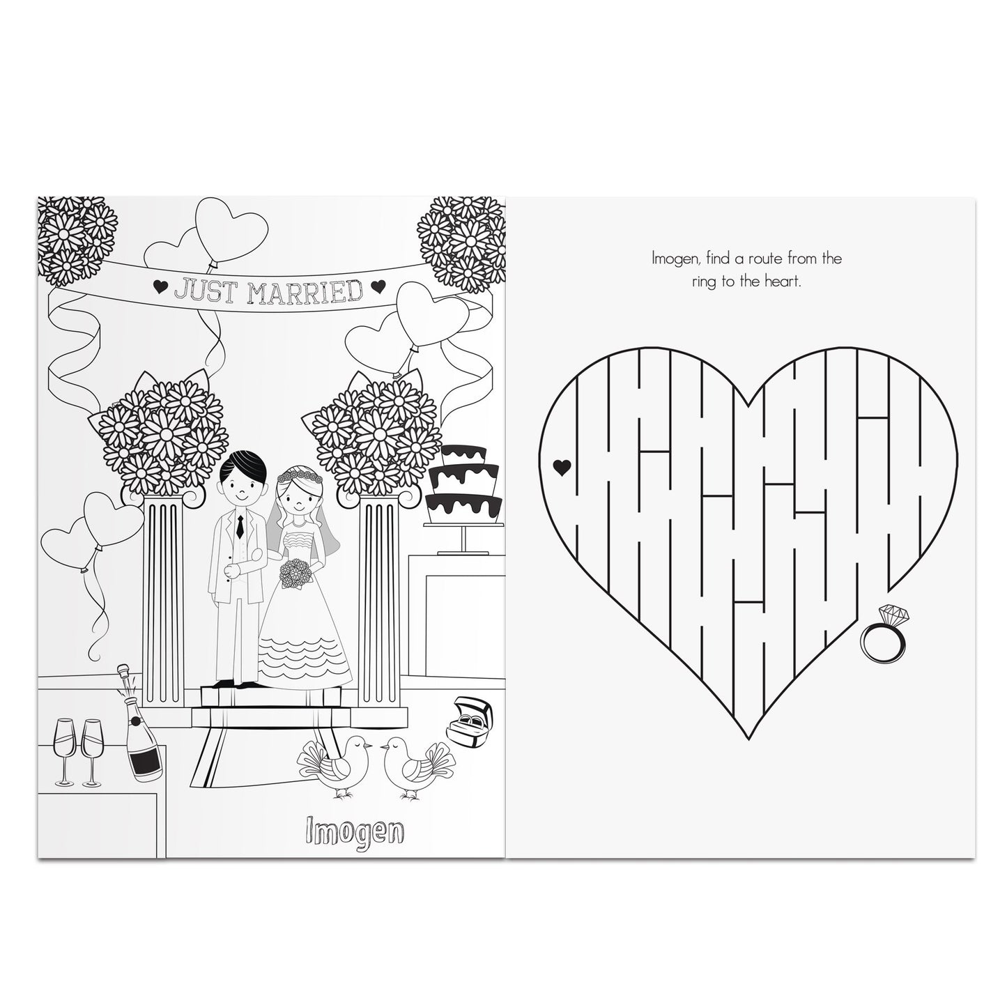 Personalised Wedding Activity Book for Girls