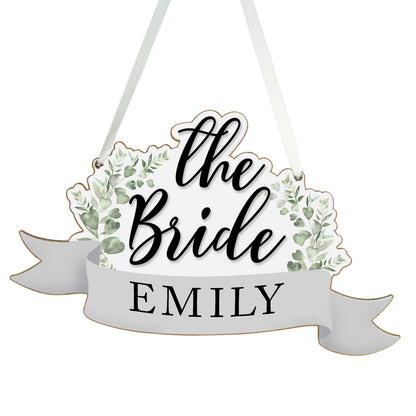 Personalised The Bride Wooden Hanging Decoration