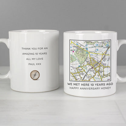 Personalised Present Day Map Compass Mug