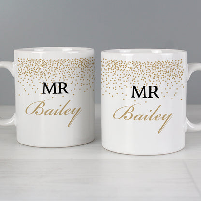 Personalised Gold Confetti Mug Set