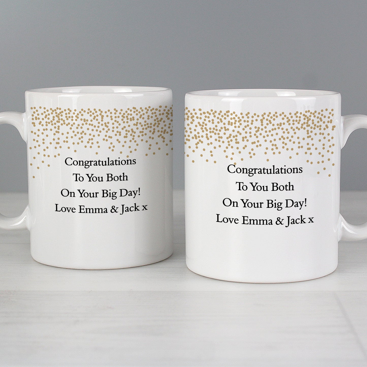 Personalised Gold Confetti Mug Set