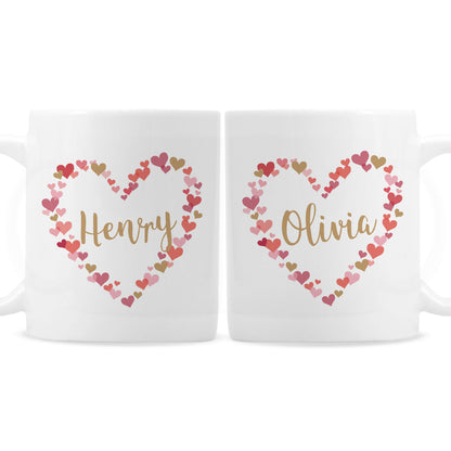 Personalised Confetti Hearts Wedding Mug Set