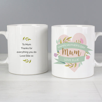 Personalised Floral Heart Mug