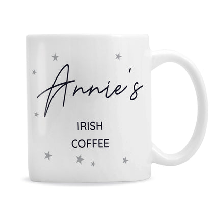 Personalised Free Text Little Grey Stars Mug