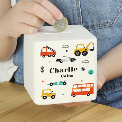 Personalised Vehicles Ceramic Square Money Box