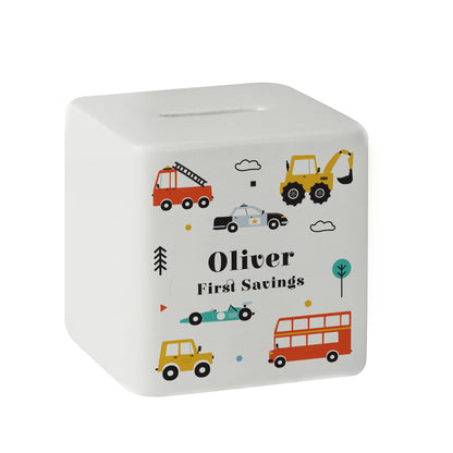 Personalised Vehicles Ceramic Square Money Box