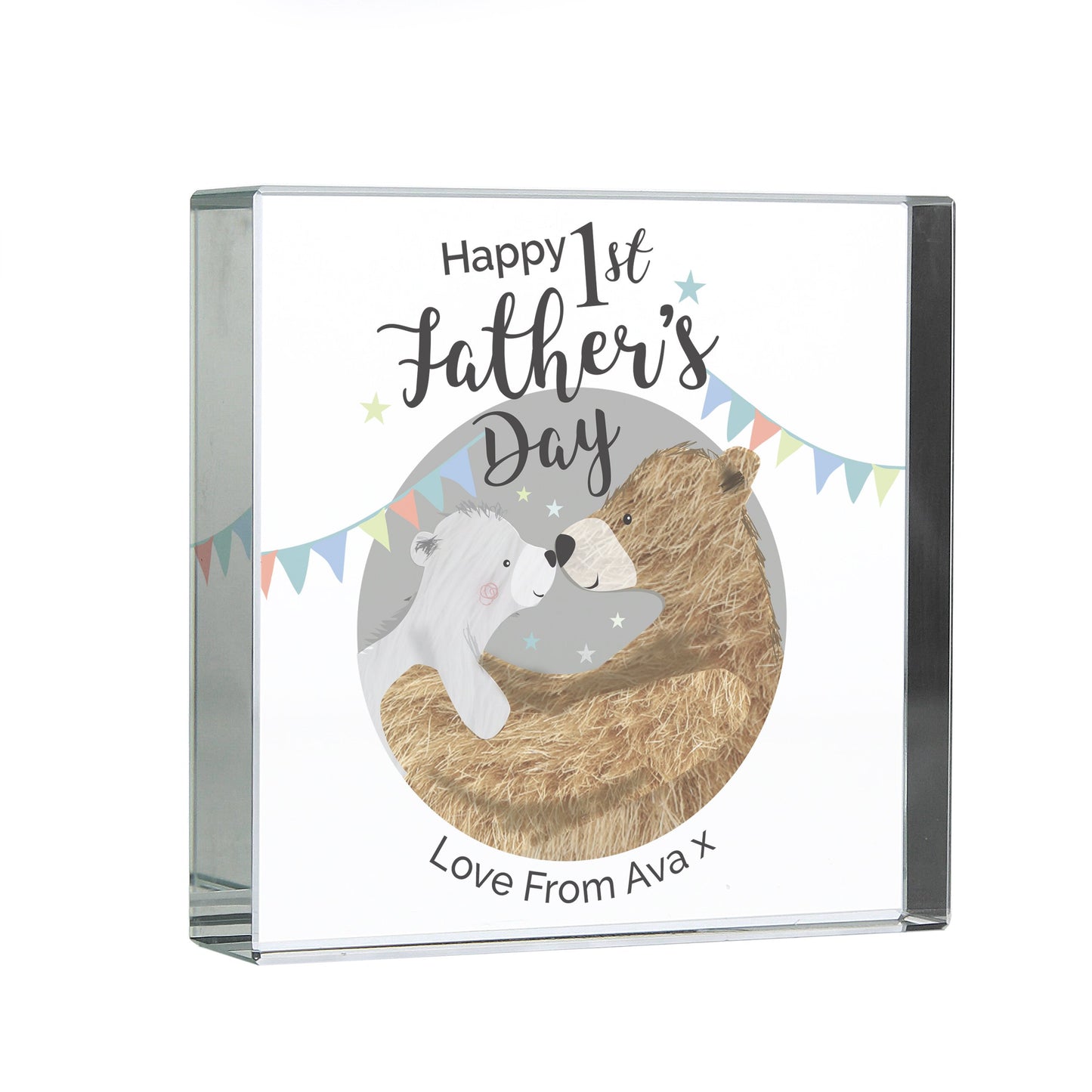 Personalised 1st Father's Day Daddy Bear Crystal Token