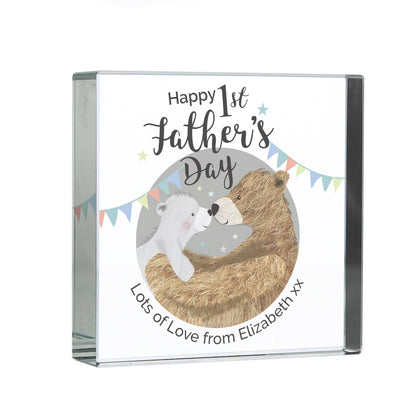 Personalised 1st Father's Day Daddy Bear Crystal Token