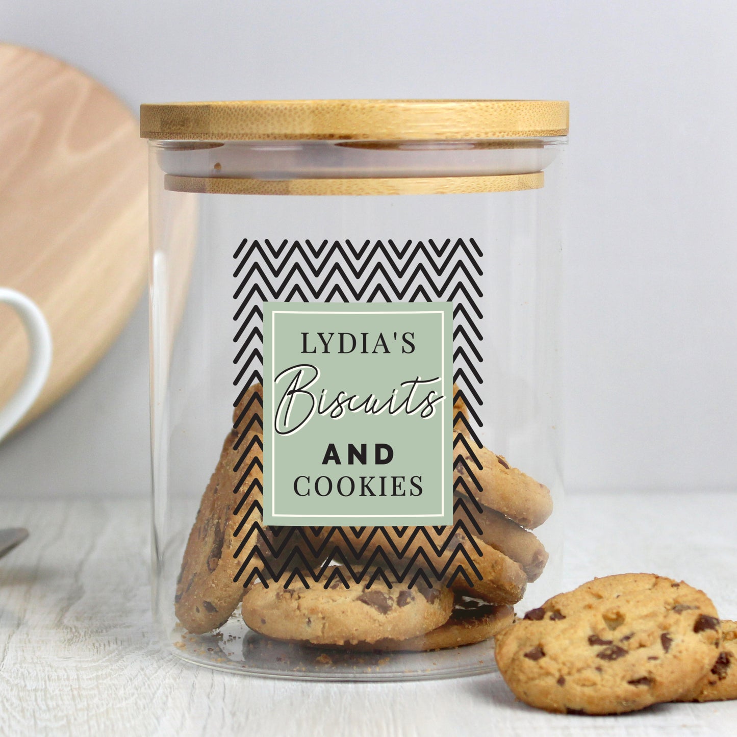 Personalised Free Text Glass Jar with Bamboo Lid