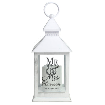 Personalised Mr & Mrs White Lantern