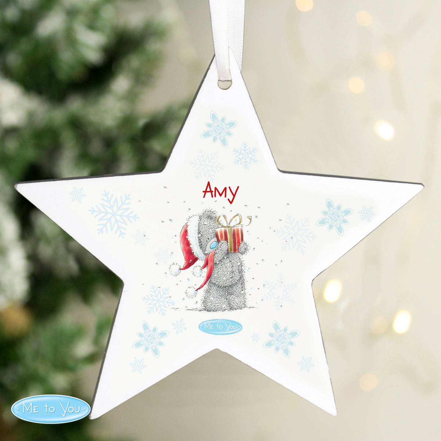 Personalised Me To You Christmas Wooden Star Decoration