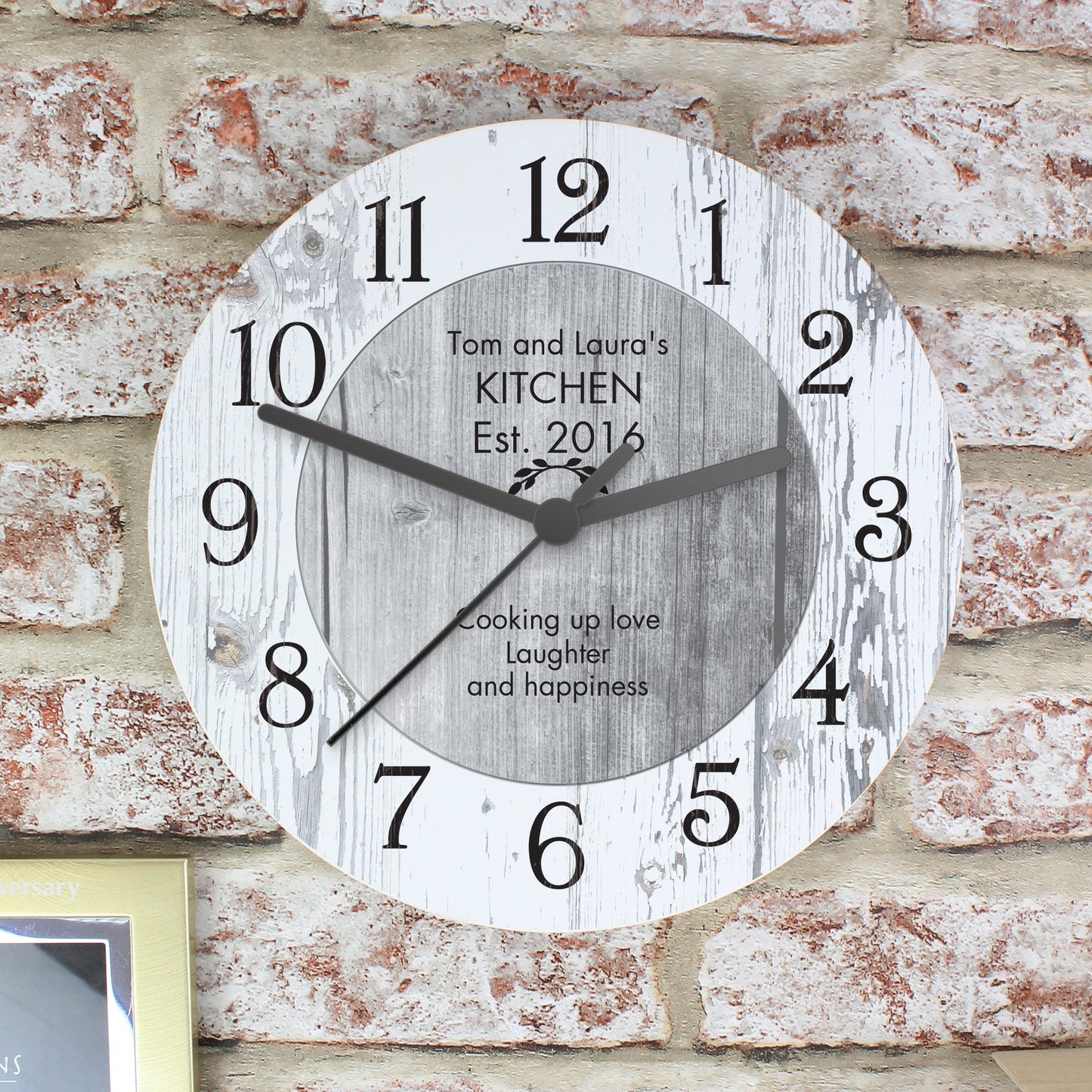 Personalised Any Message Shabby Chic Large Wooden Clock