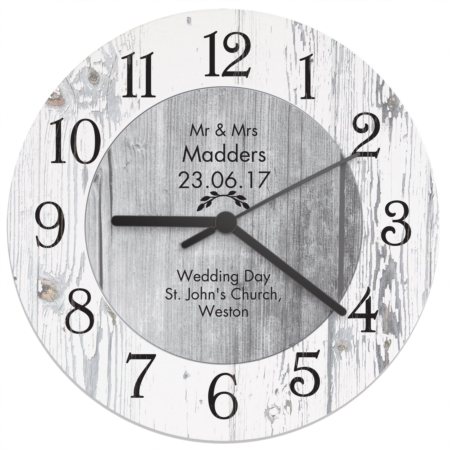 Personalised Any Message Shabby Chic Large Wooden Clock