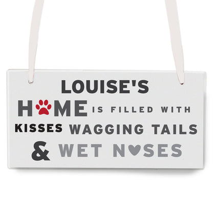 Personalised 'Wagging Tails' Dog Wooden Sign