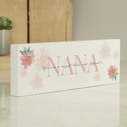 Personalised Floral Sentimental Wooden Block Sign