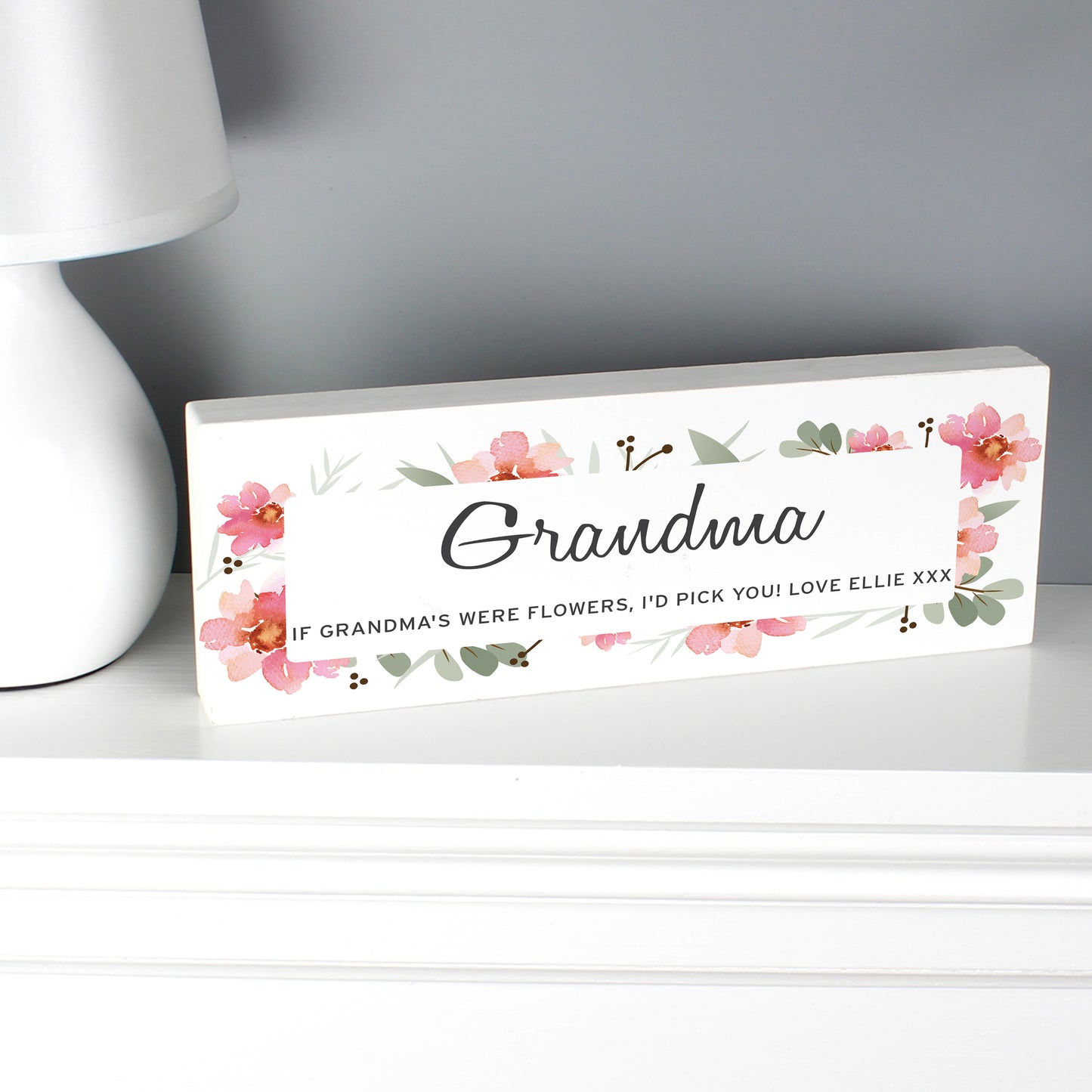 Personalised Floral Sentimental Wooden Block Sign