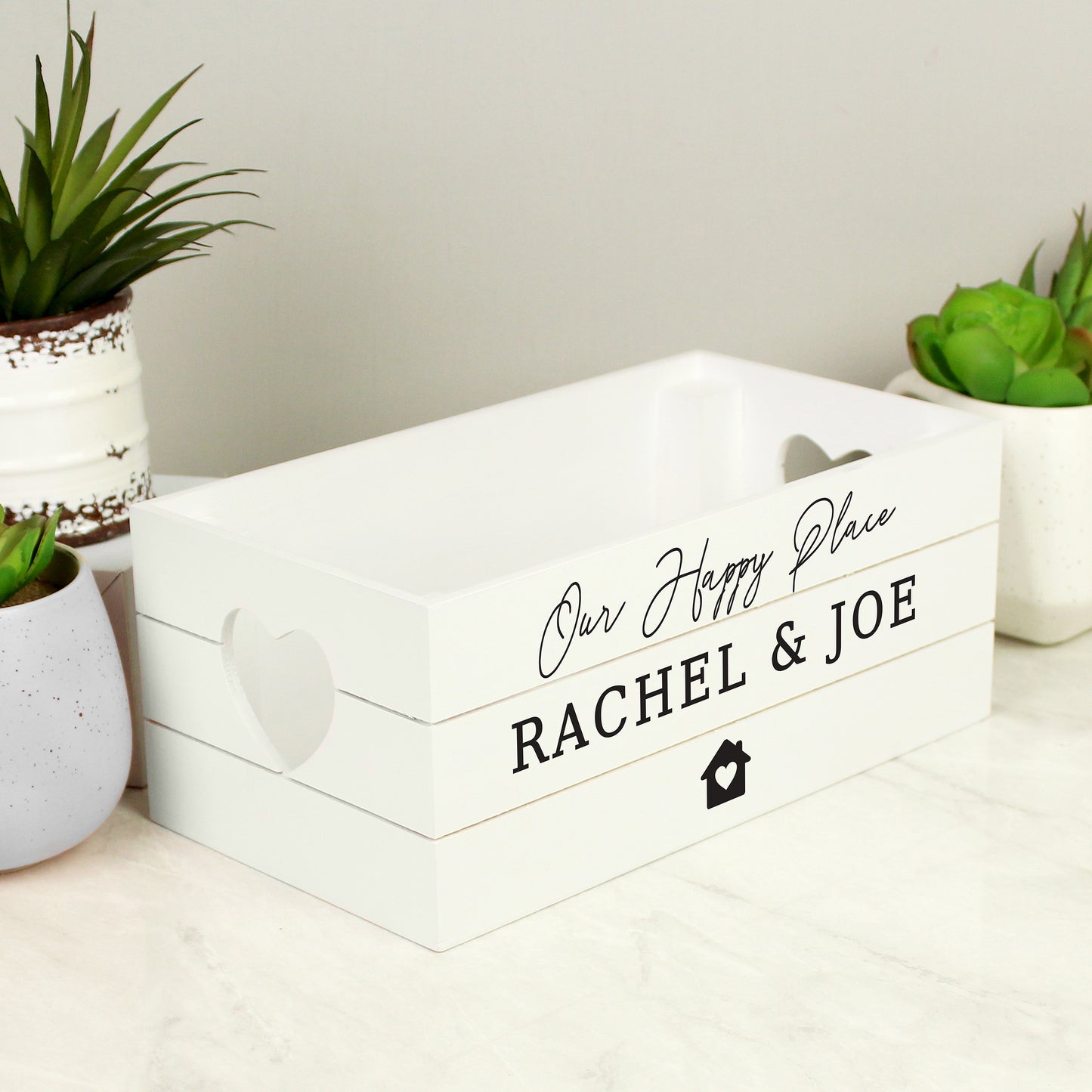 Personalised Home White Wooden Crate