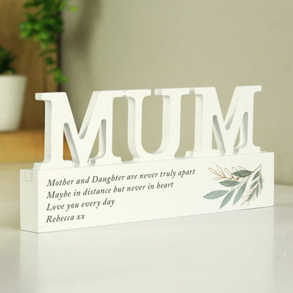 Personalised Botanical Wooden Mum Ornament