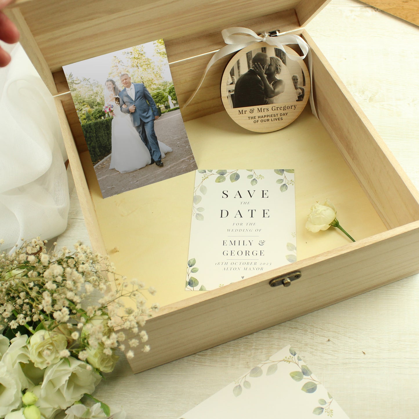 Personalised Botanical Wooden Keepsake box