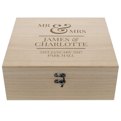 Personalised Mr & Mrs Large Wooden Keepsake Box