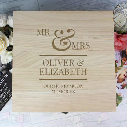 Personalised Mr & Mrs Large Wooden Keepsake Box