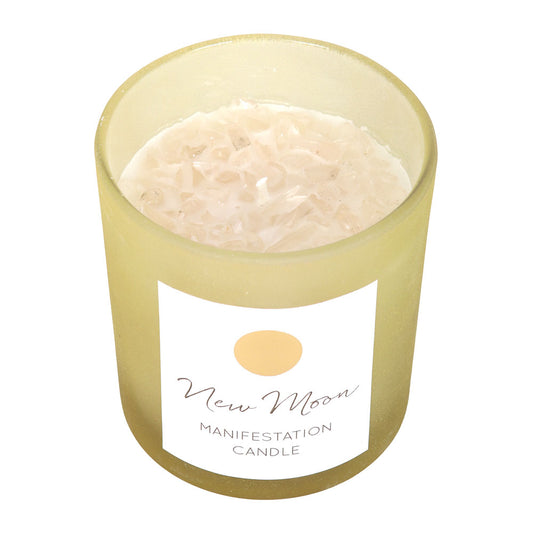 New Moon Wild Orange Manifestation Candle with Clear Quartz