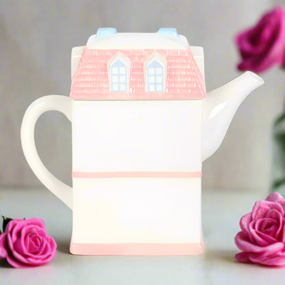 Vintage Pastel House-Shaped Teapot