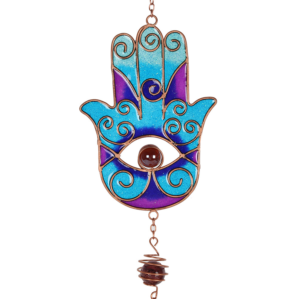 Blue Hand of Hamsa Windchime