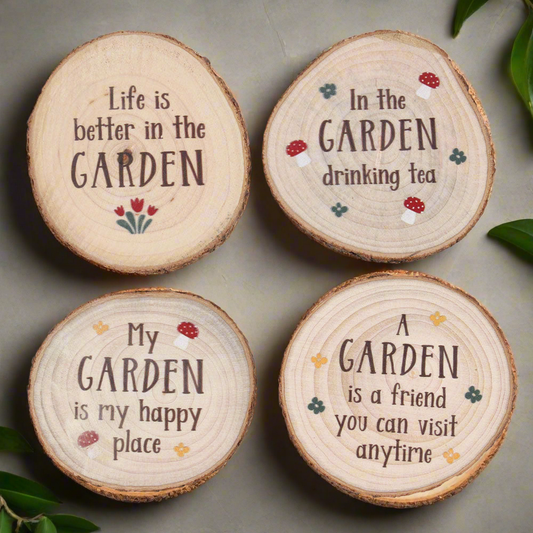 Garden Wood Slice Coaster Set