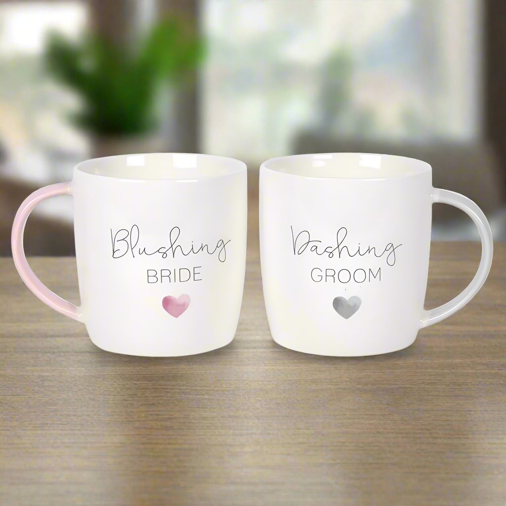 Blushing Bride Dashing Groom Ceramic Mug Set