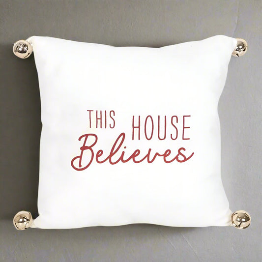 35cm This House Believes Cushion with Bells