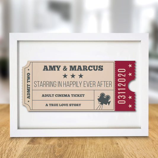 Personalised Cinema Ticket A4 White Framed Print