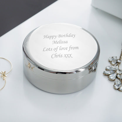 Personalised Round Trinket Box