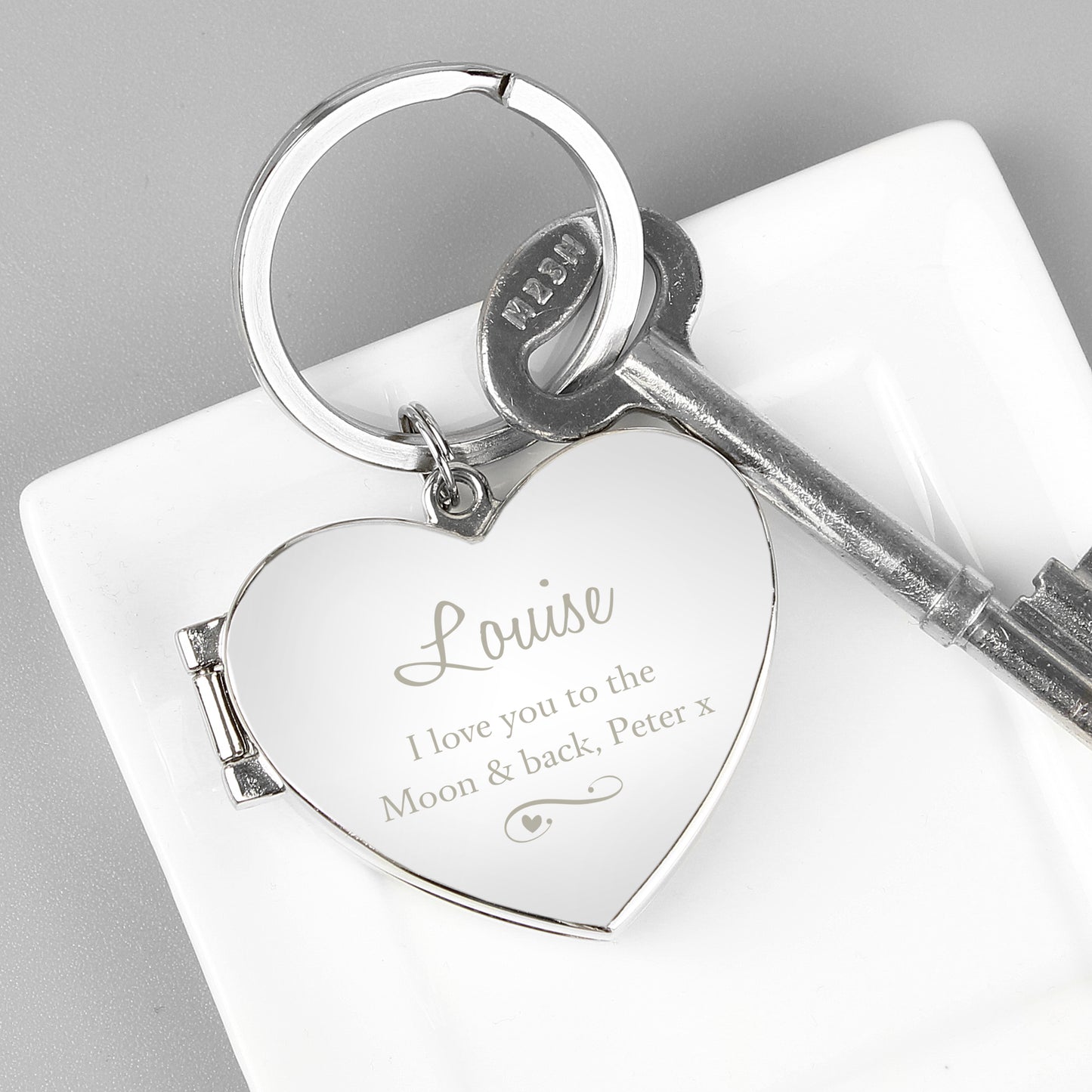 Personalised Swirl Heart Photoframe Keyring