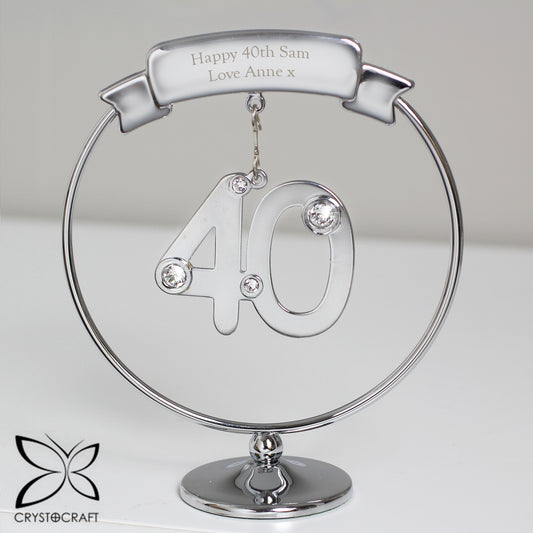 Personalised Crystocraft 40th Celebration Ornament