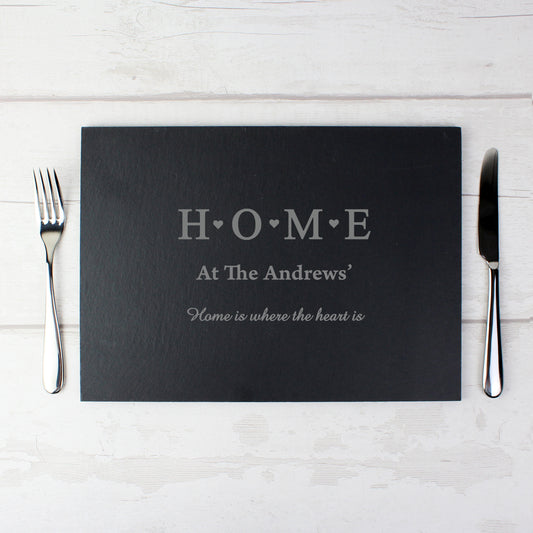 Personalised HOME Slate Rectangle Placemat