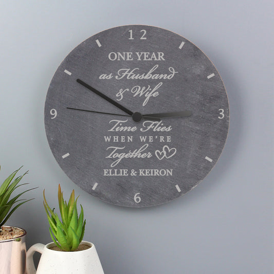 Personalised Anniversary Slate Clock