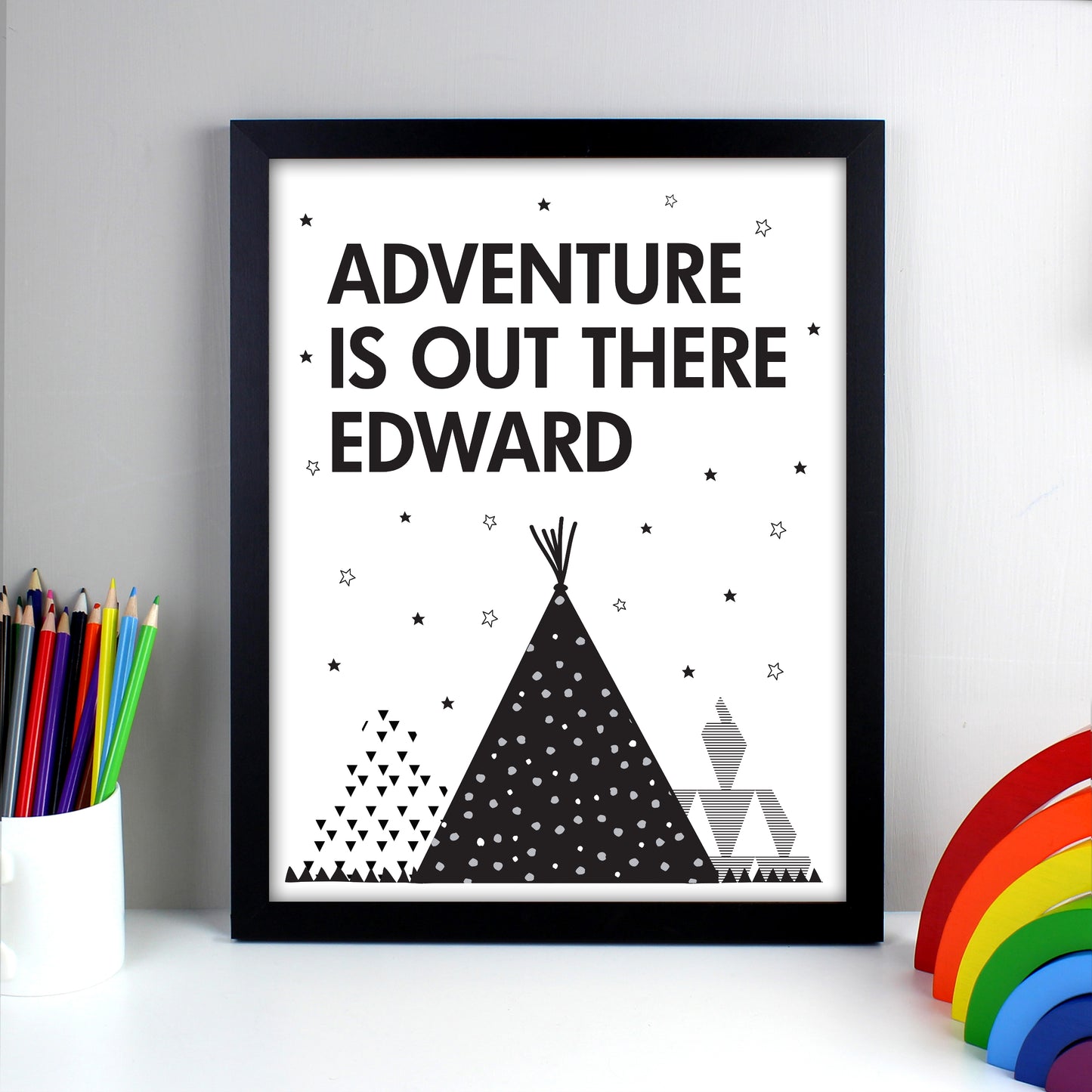 Personalised Adventure Is Out There Black Framed Print