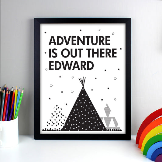 Personalised Adventure Is Out There Black Framed Print